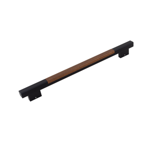 Poignée longue en aluminium et bois pour porte principale, finition noir soyeux, pour porte d'entrée moderne en bois foncé, quincaillerie de luxe - Product Image 4