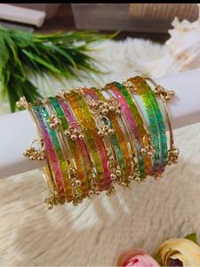 Bracelets en verre colorés de style cachemiri, tailles et couleurs personnalisées, vente en gros pour femmes, cadeaux de mariage, bijoux pour femmes - Product Image 5