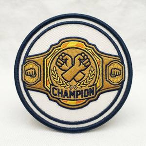 Parche Bordado Personalizado para Cinturón de Campeón, Insignia Termoadhesiva Dorada para Título de Lucha Libre, Aplique Bordado a Máquina para Boxeo y MMA, Venta al por Mayor y a Granel - Product Image 1