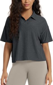 Camiseta Polo de Manga Corta para Mujer, Hecha a Medida, de Color Sólido, Tejido de Punto Informal, Estilo Liso Teñido, Largo Regular - Product Image 6