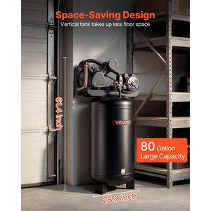 Compressori d'aria industriali a lubrificazione a olio per impieghi gravosi da 5HP, 10 SCFM, 90PSI fino a 175PSI, con serbatoio da 80 galloni - Product Image 4