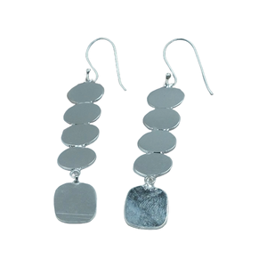 Pendientes colgantes de disco geométrico para mujer, de plata 925, pendientes colgantes de múltiples discos, pendientes llamativos, joyería de moda hecha a mano, regalo - Product Image 1