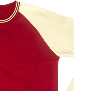 Sudadera de Mujer con Mangas Raglán Rojas y Crema, Cuello Redondo, Color Sólido, Informal, de Felpa, 100% Algodón, para Invierno/Otoño - Product Image 5