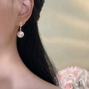 Autumn Collection Hot 10-11mm Freshwater Pearl Dangle Earrings Strong <b>Light</b> with Slight Flaws <b>Edison</b> Jewelry - Product Image 3