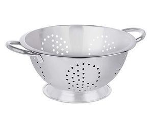 Round Metal <b>Colander</b> <b>Strainer</b> Basket With Perforated Surface For Fast Water Drainage And Everyday Kitchen Tasks - Product Image 2