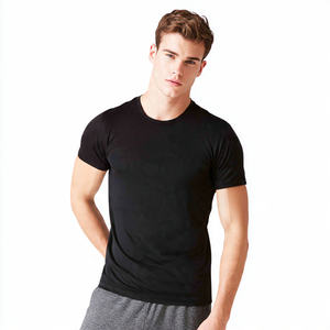 T-shirts de yoga pour hommes en polyester 100 %, coupe ajustée, manches courtes, col rond, respirants, séchage rapide, vêtements de sport et de fitness - Product Image 2