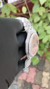 Export Quality Diamond <b>Watch</b> Rose Gold Plated Bracelet <b>Watch</b> Shining Crystal Stones Fashion Wristwatch Available At Best Price - Product Image 2