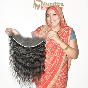 Extensiones de Cabello Humano Virgen 100% Natural, Rizado, Negro, 13*4 Frontal, Sin Procesar, de Templo Indio, Sin Encaje - Product Image 4