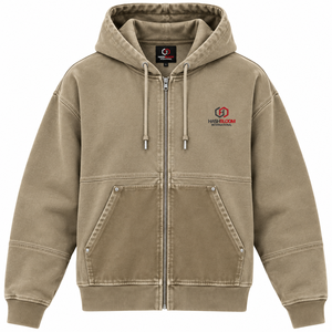 Sweat-shirt à capuche décontracté pour homme, personnalisé, en tissu molletonné 100 % coton de haute qualité, brodé, uni, style court avec fermeture éclair, vente en gros - Product Image 2