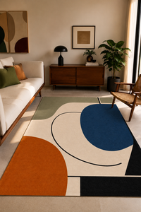 Tapis d'intérieur en laine tufté à la main, abstrait moderne de luxe, tapis géométrique personnalisé de style Bauhaus pour la décoration de la maison et des hôtels - Product Image 2