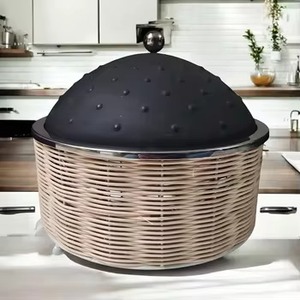 Casseroles en rotin au style unique avec couvercle en métal, idéales pour un service élégant et une présentation de plats chauds, récipient alimentaire d'Inde - Product Image 4