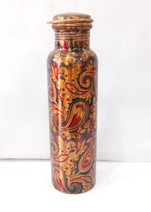 Bouteille d'eau en cuivre pur imprimée Éléphant Royal, rose, style artistique traditionnel, réutilisable, minimaliste, pour le voyage - Product Image 6