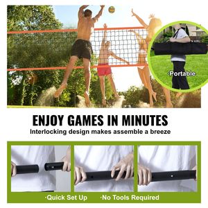 Set Professionale Portatile da Pallavolo per Esterni con Pali in Alluminio Regolabili in Altezza e Pompa in PVC per Attrezzature da Campo - Product Image 5