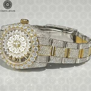 Montre de luxe pour homme Charm_Jewels en acier inoxydable, incrustée de diamants, mouvement mécanique analogique, cadran de 40 mm, résistance à l'eau 10 bars - Product Image 1