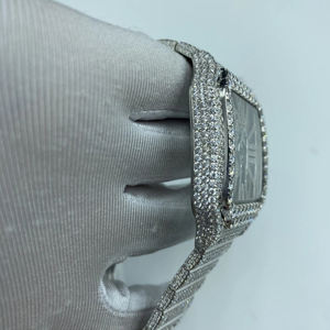 Montre mécanique automatique squelette de luxe en acier inoxydable style Hip-Hop avec diamants Moissanite de la marque C Factory - Product Image 5