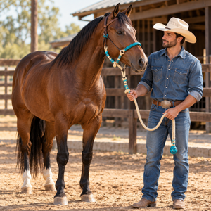 Harnais pour cheval en corde tressée avec détails en cuir brut |   Sangles en cuir réglables, équipement équestre durable pour l'entraînement à l'équitation, harnais - Product Image 3
