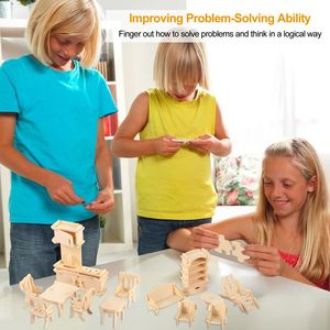 Set di Modelli di Mobili in Miniatura 3D in Legno, Puzzle 3D per Casa delle Bambole - Product Image 2