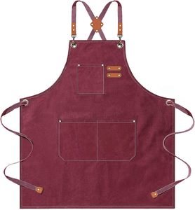 Unisex Adult Apron With Front Pockets And Adjustable Straps Beige Canvas Style - Product Image 5