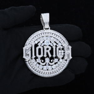 Collier pendentif rond GIORICH en argent 925 et moissanite pour homme, style hip-hop, léger, bijoux de luxe streetwear, cadeau - Product Image 1