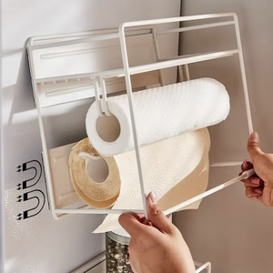 Estante Magnético Metálico de Tres Niveles para Refrigerador, Almacenamiento Lateral para el Hogar, Soporte Magnético de Pared sin Taladro para Rollo de Plástico Adherente - Product Image 4