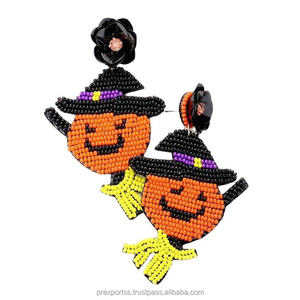 Aretes de Bruja de Halloween con Cuentas Hechas a Mano, Estilo Bohemio, Color Negro y Naranja, Joyería para Disfraces de Fiesta para Mujer - Product Image 4