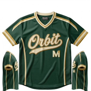 เสื้อเบสบอลสั้นพิมพ์ลายแบบซับลิเมชั่นตามสั่ง ผ้าโพลีเอสเตอร์ระบายอากาศได้ดี แห้งเร็ว ชุดทีม ผลิตจากโรงงานในจีน - Product Image 1