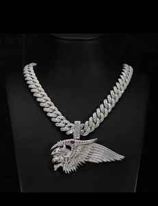 Colgante de Ala de Ángel Grabado en Plata 925, Joyería Hip Hop, Pasa Prueba de Diamante, Colgante de Moissanita VVS, Colgante con Dijes Iced Out - Product Image 1
