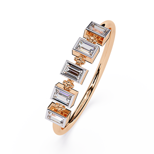 14K Gold Baguette Cut Lab Grown Diamond <b>Ring</b> Minimalist Stackable Wedding Band for Women - Product Image 3