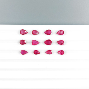 Rubíes naturales de Mozambique sin tratar, calibrados en forma de pera de 6x4 mm, piedras preciosas de rubí facetadas sueltas naturales para la fabricación de joyas, listas para usar. - Product Image 1