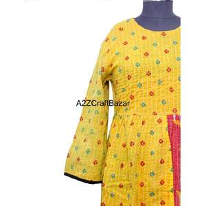 Nuevo Vestido Maxi Bohemio Kantha de Algodón 100% Puro, Estilo Vintage, Ecológico, para Playa, Vestido Largo para Mujer, Venta al Por Mayor - Product Image 2