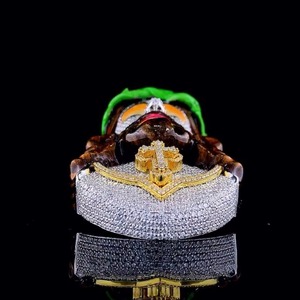 Pendentif Visage de Christ en Argent 925 Moissanite Sertie de Pierres, Breloques Religieuses Plaqué Or 18K, Bijoux Chrétiens pour Hommes, Pendentif Hip Hop - Product Image 3