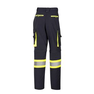 Pantalon Capri de Travail Noir pour Homme avec Bandes Réfléchissantes, Multiples Poches, Respirant, en Velours Côtelé Écologique, Imperméable, Taille Mi-Haute, Fermeture Éclair - Product Image 2