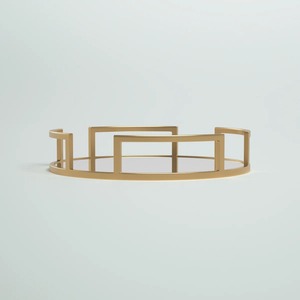 Plateau de service et de vanité rond en verre et métal, élégant et luxueux, pour la maison, la cuisine, l'hôtel, la salle de bain et la table de maquillage. - Product Image 2