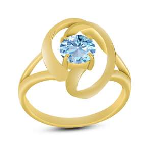 Anillo de compromiso de oro amarillo de calidad premium con gema de aguamarina y diamante de laboratorio, de Wholesale Solitaire, modelo Open Frame - Product Image 2