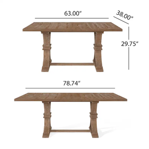 Ensemble de salle à manger traditionnel en bois pour 6 personnes avec chaises rembourrées et table rectangulaire, style antique, meubles de maison - Product Image 6