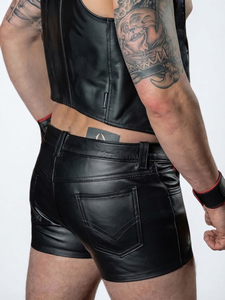 Pantalones Cortos Clásicos de Cuero Genuino para Hombre, Primera Capa, Gruesos, de Alta Calidad, Estilo Urbano, Moda Gay - Product Image 2