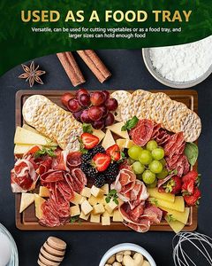 Planche à découper en bois d'acacia de qualité supérieure, épaisse, réversible, avec rainure profonde pour les jus, pour usage en cuisine et restaurant, OEM - Product Image 4