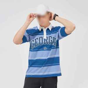 เสื้อโปโลผู้ชาย OEM ODM ลายทาง ผ้าฝ้าย คอกลม ทรงโอเวอร์ไซส์ แขนสั้น ระบายอากาศได้ดี สวมใส่สบาย เหมาะสำหรับเล่นกีฬา - Product Image 5