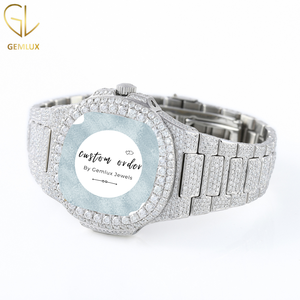 นาฬิกาโครโนกราฟเพชรโมอิสซาไนต์แบบกำหนดเอง D VVS ประดับเพชรเต็มเรือน สไตล์ฮิปฮอป ผ่านการทดสอบเพชร สำหรับผู้ชาย - Product Image 2