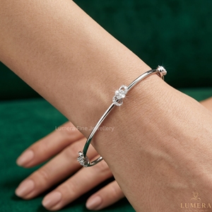 Brazalete Minimalista de Lujo con Racimo de Diamantes para Mujer, Certificado IGI, Chapado en Rodio, Joyería Personalizada, Oro de 9KT/10KT/14KT/18KT - Product Image 5