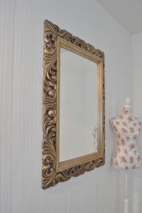 Gold Resin Eco-Friendly Wall Mirror with Framed Edge Carved Design Rectangular Shape 5.0mm Thickness for Home Decor - Product Image 5