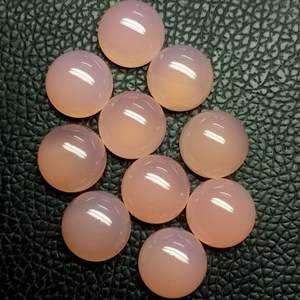 พลอยแคลเซโดนีสีชมพูธรรมชาติทรงกลมเรียบแบบคาโบชอง จำนวนมาก |   หินหลังแบนขนาด 8 มม. 10 มม. 12 มม. สำหรับทำเครื่องประดับขายส่ง - Product Image 2