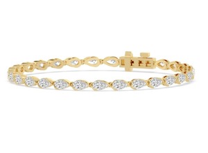 Bracelet éternité éblouissant en or rose 9 carats avec diamants de laboratoire taille poire de 6,38 CTW - Product Image 6