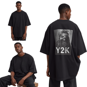 Men Baggy Oversized T Shirt Aesthetic Graphic Print Cotton Streetwear Style Short Sleeve - Product Image 2