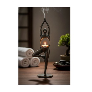 <b>Black</b> Metal Candle Holder Stool Minimalist <b>Candlestick</b> Stand Tabletop Centerpiece for Home Wedding Decor - Product Image 6
