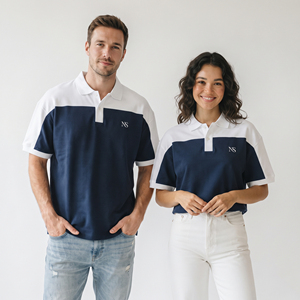 Chemise unisexe à manches courtes en polyester/coton respirant, coupe oversize ajustée, épaules tombantes, style streetwear décontracté, écologique - Product Image 1