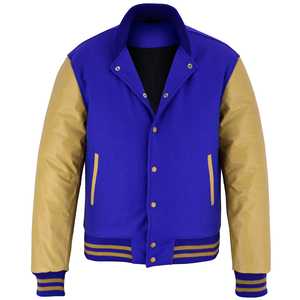 Vestes universitaires en cuir et laine bleues, style hiver, en vente en ligne à prix réduit - Product Image 3