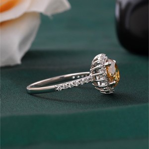 2.00 CT Fancy Yellow Portuguese Cut Lab Grown Diamond <b>Ring</b> with Prong Setting in 14K <b>Gold</b> <b>Cocktail</b> Statement - Product Image 3