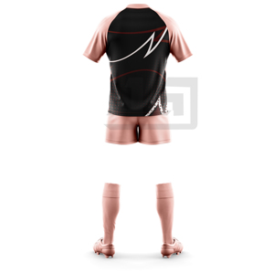 ชุดกีฬารักบี้ เสื้อเจอร์ซีย์พิมพ์ลายตามสั่ง กางเกงขาสั้น แห้งเร็ว ระบายเหงื่อ กันลม โพลีเอสเตอร์ 100% ชุดกีฬาพร้อมชื่อทีม - Product Image 1