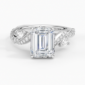 SOJ <b>Ring</b> 04 <b>Emerald</b> Cut 925 <b>Silver</b> Grand Camellia Diamond & Rhodium Plated Wedding 2ct D Color VVS1 Moissanite GRA Certified - Product Image 1